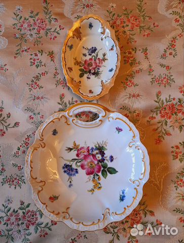 Блюдо 2 шт старинное фарфор Германия