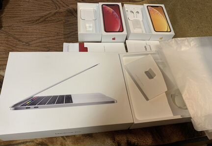 Коробка от iPhone 14pro, XR yellow 128, mac book