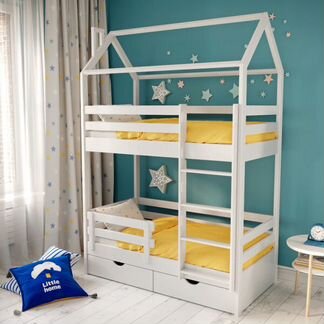 Детская двухъярусная кровать-домик