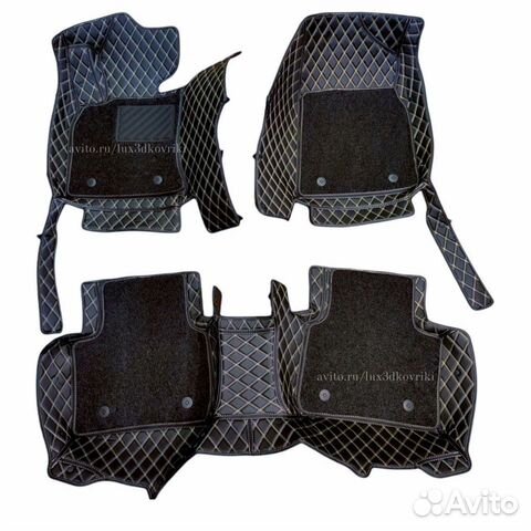Коврики премиум Mazda CX-7 +ворсовые. Чёрн/беж