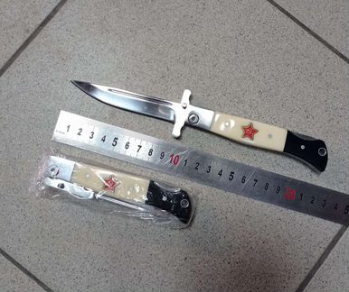 Нож Финка нквд складная со штифтом акрил белый+чер