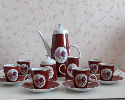 Кофейный сервиз фарфор гдр винтаж 1986