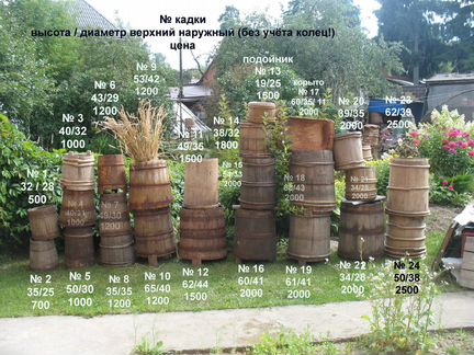 Кадки старинные деревянные бочки