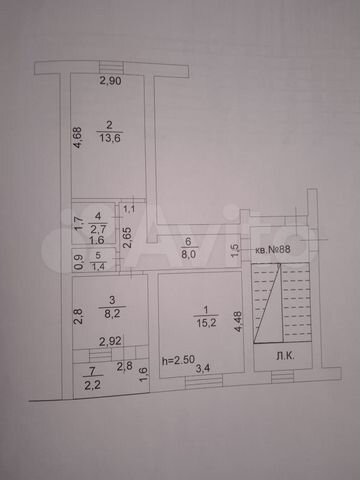 2-к. квартира, 49,1 м², 5/5 эт.