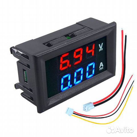 Цифровой вольтметр + амперметр в монтажной рамке