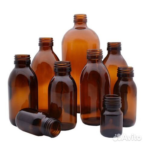 Флакон из коричневого стекла с широким горлом