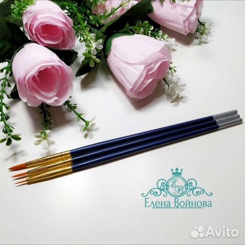 Кисти для дизайна ногтей в акварельной технике 3шт