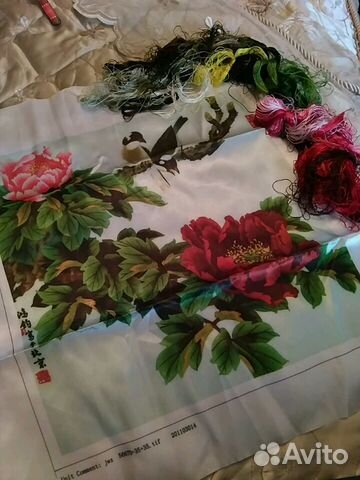 Пионы схема, гладь