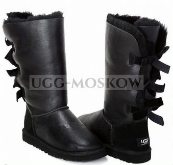 Угги Ugg Bailey Bow Tall Metallic Black Ар-N723