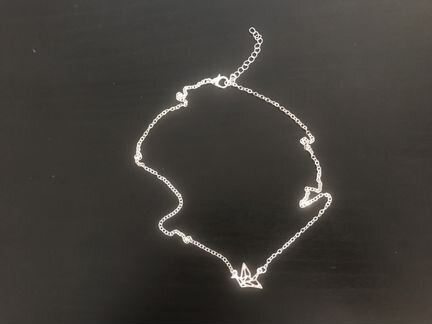 Цепочка с подвеской, птица, оригами, серебряный цв