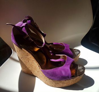 Босоножки Jimmy Choo на пробковой танкетке, 40 р-р