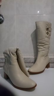 Зимние кожаные бежевые сапоги Craciana (37р.)