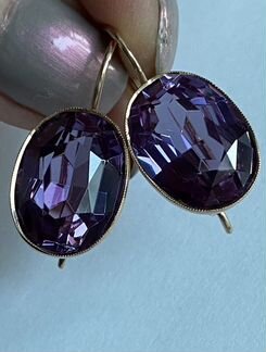 Золотые советские серьги 583 с корундами