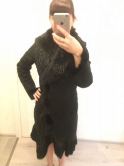 Стильная дублёнка с натуральным мехом песца