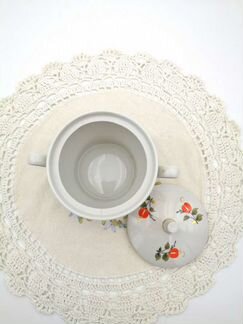 Сервиз кофейный, костяной фарфор. Ручная объёмная