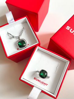 Кольцо и подвеска Sunlight серебро, наноситал