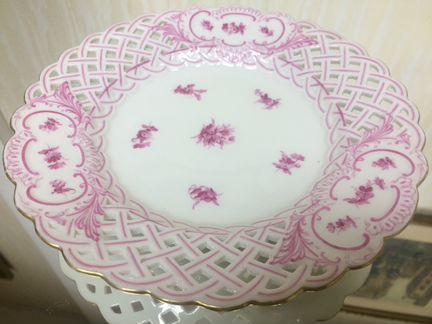 Мейсен Meissen Антикварная тарелка кружевная ручно