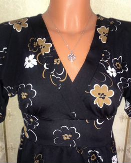 Короткая черная туника с запАхом, р.42