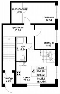 4-к квартира, 108.2 м², 1/7 эт.