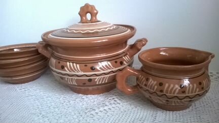 Набор для пельменей. Керамика обливная 87 г.СССР