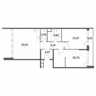 2-к квартира, 86.4 м², 2/41 эт.