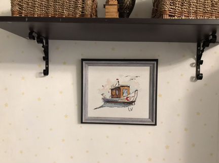 Рыбацкая лодка вышивка крестом картина