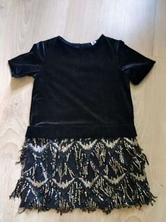 Платье чёрное бархат/бахрома