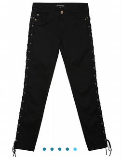 Джинсы модные со шнуровкой сбоку утягивающие чёрны