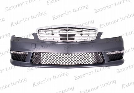 Бампер передний 63 AMG Mercedes S 221 с решеткой