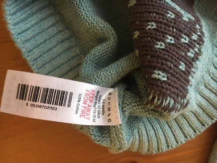 Свитер с медведем Nutmeg новый, 62-68 р-р