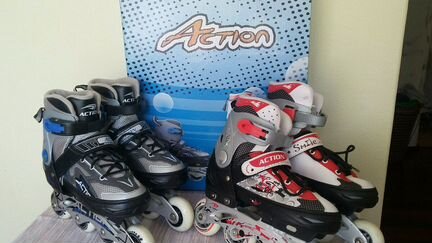 Коньки роликовые раздвижные Action р-р S(32-35)