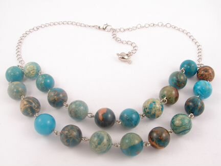 Колье Варисцит шарики, двухрядное