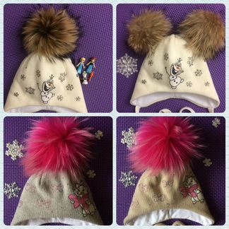Новая шапка зимняя с песцовым помпоном
