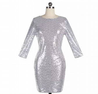 Платье новое с пайетками серебристое