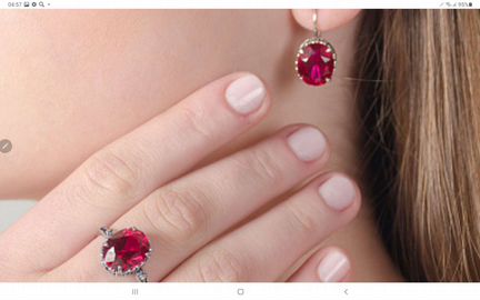 Комплект рубин серебро мельхиор 1994г,новый,винтаж