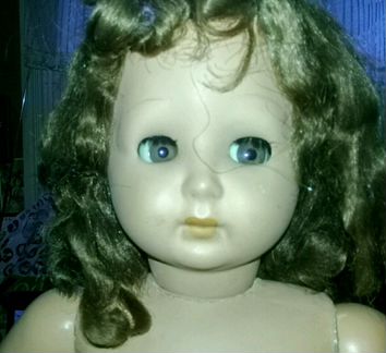 Старенькая кукла 57см папье-маше фарфор мягкая игр