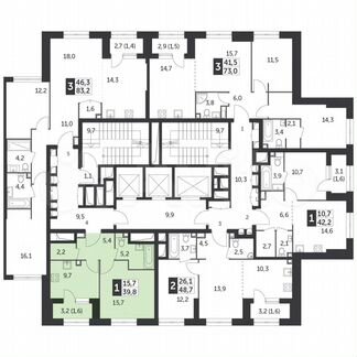 1-к квартира, 39.8 м², 3/38 эт.