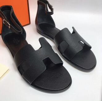 Шлепки Hermes с пяткой