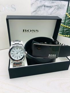 Деловой мужской набор Boss часы + ремень новый