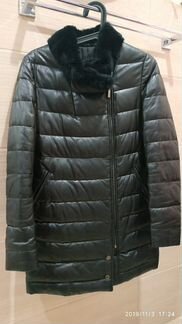 Зимняя куртка-пальто кожаное La reine blanche