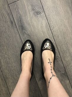 Балетки кожаные