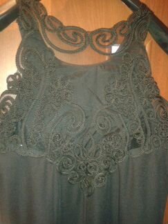 Стильное длинное черное платье ажурный верх, USA