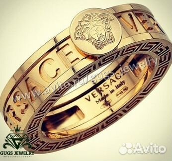Роскошное кольцо Versaceиз желтого