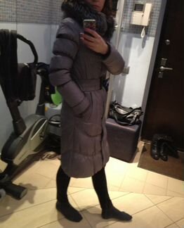 Пуховик женский серый