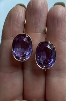 Золотые советские серьги 583 с корундами