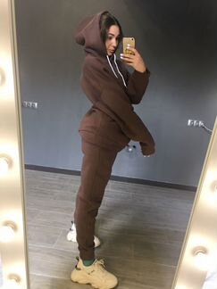 Костюм на флисе спортивный тёплый с худи