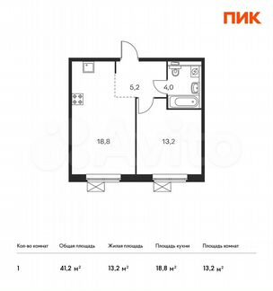1-к квартира, 41.2 м², 7/25 эт.