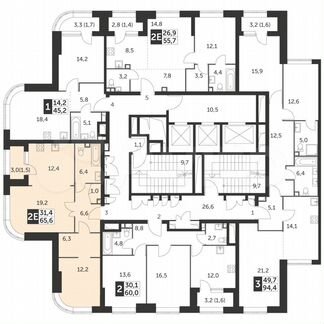 2-к квартира, 65.6 м², 3/34 эт.
