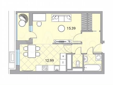 1-к квартира, 41.3 м², 9/24 эт.