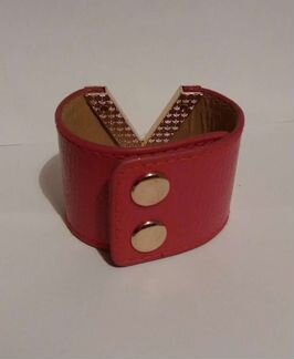 Браслет кожаный красный. Новый